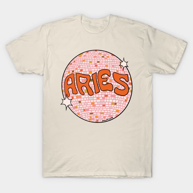 Aries Disco Ball T-Shirt by Doodle by Meg